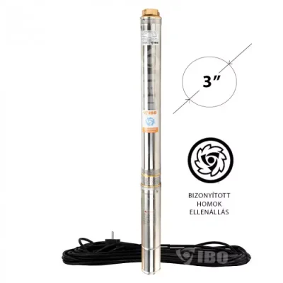 Pompa submersibila IBO 3STM28, 1.5kW, H108m, debit 100l/min, 230V, 20m cablu, rezistenta sporita la nisip