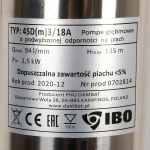 Pompa submersibila IBO 4SDM 3-18, 1.5kW, debit 94l/min, H135m, 1½, 20m cablu, rezistenta sporita la nisip - imagine 3