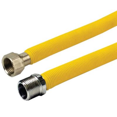 Racord Gaz 1/2 100-200 MF Extensibile din INOX cu Protectie Galbena cu piulite din INOX MTXINOX