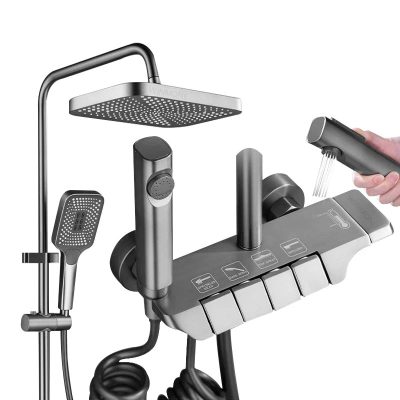 SET BATERIE COLOANA DUS TIP PLOAIE,4 MODURI CROM SATINAT