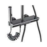 Coloana de dus BROCCA, 4 functii, Montare rapida, Jet reglabil, Presiune ridicata, Para de dus, Dus fix cu functie ploaie, Functie bideu, Negru mat - imagine 6