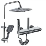 Coloana de dus BROCCA, 4 functii, Montare rapida, Jet reglabil, Presiune ridicata, Para de dus, Dus fix cu functie ploaie, Functie bideu, Alb mat