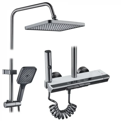Coloana de dus BROCCA, 4 functii, Montare rapida, Jet reglabil, Presiune ridicata, Para de dus, Dus fix cu functie ploaie, Functie bideu, Alb mat
