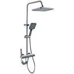 Coloana de dus BROCCA, 4 functii, Montare rapida, Jet reglabil, Presiune ridicata, Para de dus, Dus fix cu functie ploaie, Functie bideu, Alb mat - imagine 5
