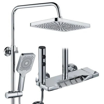 Coloana de dus BROCCA, 4 functii, Usor de montat, Presiune ridicata, Jet reglabil, Materiale premium, Dus fix cu functie ploaie, Functie bideu, Argintiu