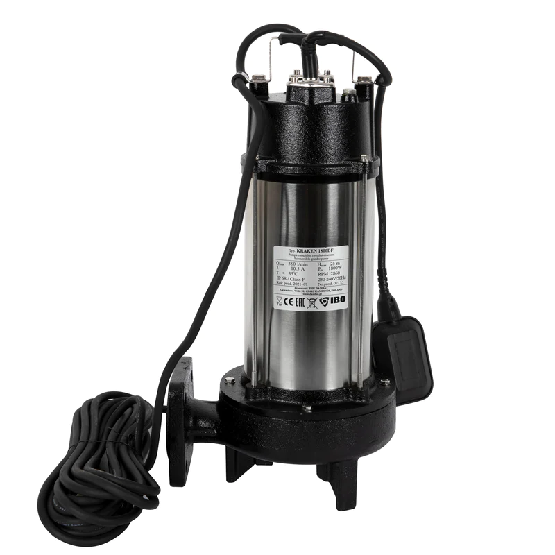 kraken1800df Pompa Drenaj cu tocator IBO, 1800W, debit 350 l/min, 2″, H25m, submersibila - imagine 1