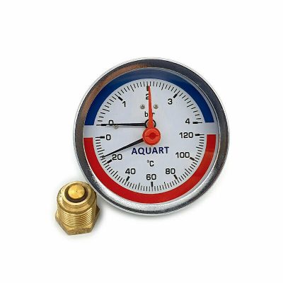 Termomanometru Axial 1/2”, 0-6 bar, 0-120°C